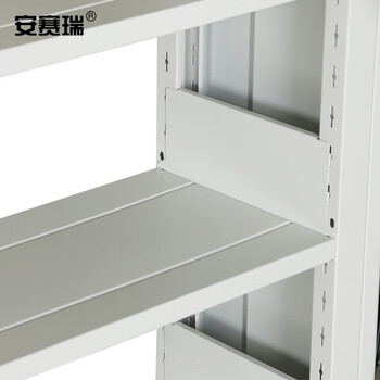 安赛瑞 钢制储物柜 存储展示架 钢制单面双面存储架 双面5层副架 灰白色 700283