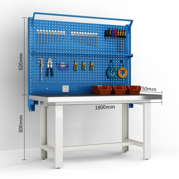 知旦工作台ZD6730钳工台工具桌单桌双挂板带棚板灯架1.8米不锈钢台面