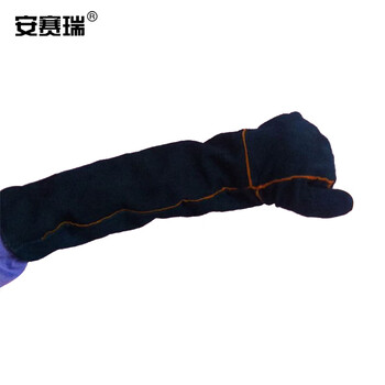 安赛瑞 宠物防咬手套 三层牛皮加长款 野外防毒蛇咬猛犬训犬 长约60cm 28284