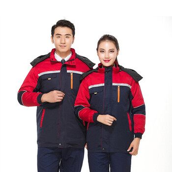 者也（ZYE）保暖反光工程服棉服冷库棉袄劳保服秋冬工作服（可拆卸棉胆） 藏蓝+红 185码