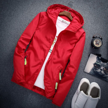 外套男2022新品春秋季韩版潮流情侣款夹克运动服纯色外套百搭红色s