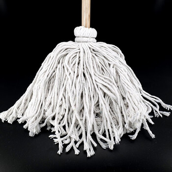 冰禹 BY-1249 老式木柄拖把 木杆棉线拖布 线条墩布 白色（5把/件）