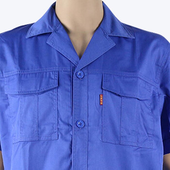 理联 LN-6008D 春秋款劳保工作服 短袖 蓝色 XL