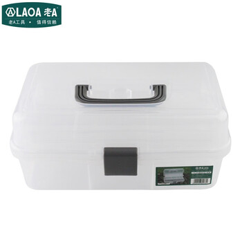 老A LAOA LA111903三层塑料收纳箱存储箱五金工具箱手提箱塑料箱白色12.5"