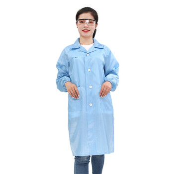 上柯 B2080 防护服大褂 无尘服洁净服防尘衣白色蓝色电子厂无尘衣长款 蓝色 XXL码