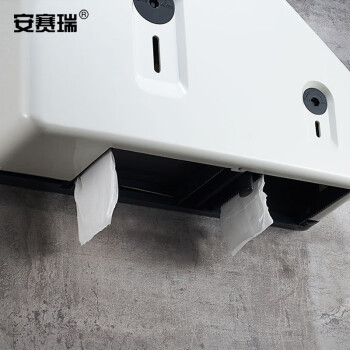 安赛瑞 塑料纸巾架 一大一小卷纸巾架 大卷纸盒卫生间手纸架 厕所纸巾架卷纸盒 白色 710091