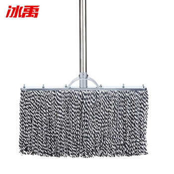 冰禹 尘推平板拖把排拖 黑白60cm加强款钢杆 办公室家政工厂车间商场保洁吸水去污可拆卸(1个装)BYlj-19 