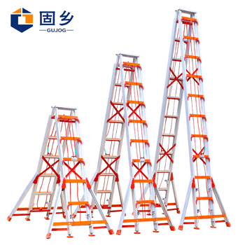 固乡 铝合金伸缩梯 升降梯多功能折叠梯 加厚人字梯 装修梯4米 检测铝梯（升降梯4米）