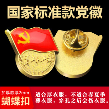 格立特（gelite）【不褪色】镀金标准款 最新版2025党徽胸章 新党员徽章  厚2mm 双面强磁 磁扣款5个装