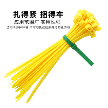 飞尔（FLYER）黄色尼龙扎带 主机装机 园艺线缆 桌面理线束线捆扎绑带【非标 200×2.8mm 500条】