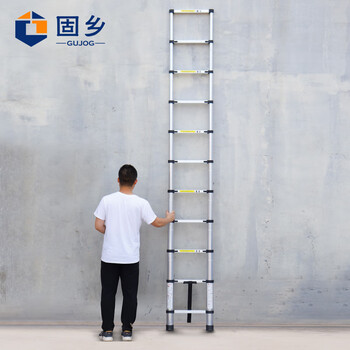 固乡 伸缩梯子 直梯梯 仓库铝合金加厚折叠梯便携多功能升降工程楼梯 伸缩直梯3.2米