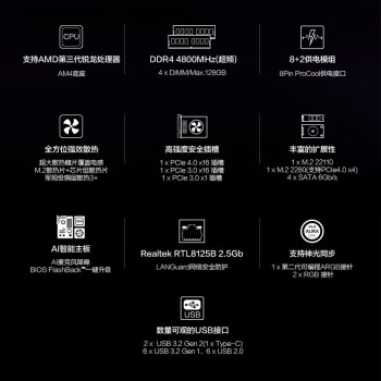 华硕TUF GAMING B550M-PLUS 重炮手主板 支持 CPU 5700X/5600/5700G（AMD B550/socket AM4）