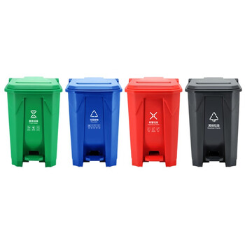 益美得 YJ80 新国标脚踏分类垃圾桶酒店大号商用果皮箱 脚踏80L绿色（厨余垃圾）