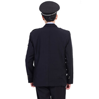 鸣固 保安服 物业门卫执勤服长袖劳保工作服套装 春秋保暖舒适执勤服 藏青西装款