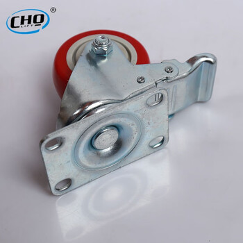 储力小推车工业尼龙PU脚轮3寸4寸5寸定向万向脚轮手推车轮运输双轴承枣红轮2个3寸万向带刹