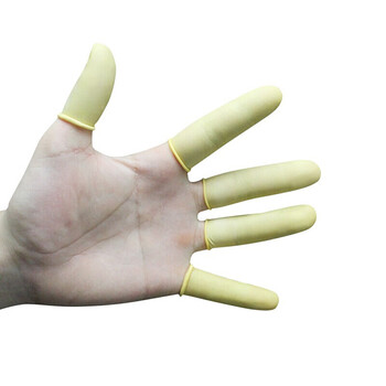 者也 乳胶手指套米黄色无尘防滑农用一次性工业橡胶手指套 米黄(手卷) 中码/GYP500