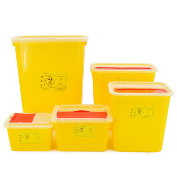 益美得 DJF-05黄色利器盒锐器盒医院诊所用废物针头收纳桶小号垃圾桶 方形5L
