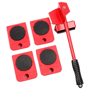 冰禹 BYA-478 家具重物搬移器五件套 搬家器 重物省力移动工具 搬家具神器 搬家滑轮 红色款