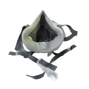 3M 6200 双罐式橡胶材质灰色半面型防护面罩（中号）*1个