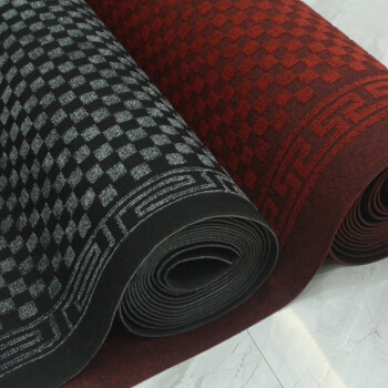 雅的 PVC复合地垫 艺术方格走廊防滑防水地毯 裁剪进门垫 黑色艺术方格 0.9m宽  /米