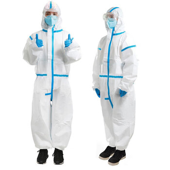 者也 一次性防护服 1件/袋 白色无纺布双层加厚覆膜隔离服连体连帽 2XL码180-185