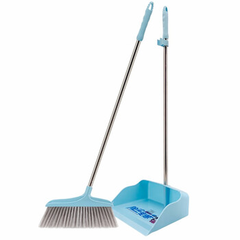 兰诗（LAUTEE）S-300 轻便扫把簸箕套装 学校物业不锈钢扫帚垃圾铲套装 红色