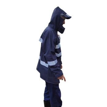 大杨023深蓝色反光雨衣雨裤套装 XXXL码 铁路调车用防汛防护服透气安全警示服 定制