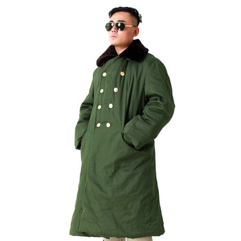 央扬 劳保长款军大衣 防寒保安棉大衣棉袄棉服 军绿色  下单备注尺码