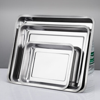 兰诗（LAUTEE） WSC0048 430不锈钢方盘长方形实验室托盘车间零件盘 32*22*2特厚深盘