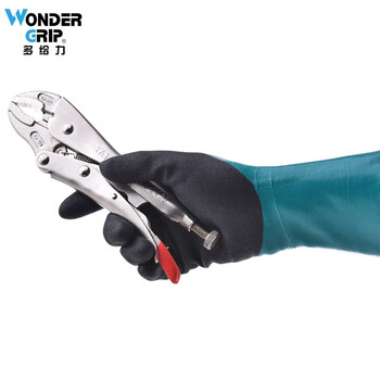 多给力（WonderGrip）WG-528长筒灵巧型防油防水耐磨丁腈全浸胶手套防滑舒适型 绿色 L 5双 定做
