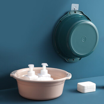 兰诗（LAUTEE）FH-1029 塑料洗脸盆加厚大小号挂孔清洗盆 深蓝色小号