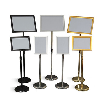 鸣固 立牌指示牌 不锈钢酒店指示牌立式广告牌水牌商场展示牌A2落地导向牌 A2银色直角