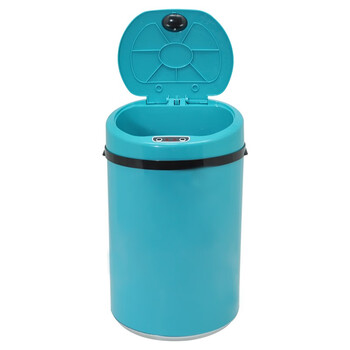 兰诗（LAUTEE）LK1016 不锈钢智能垃圾桶感应带盖防臭异味纸篓卫生桶 蓝色 9L
