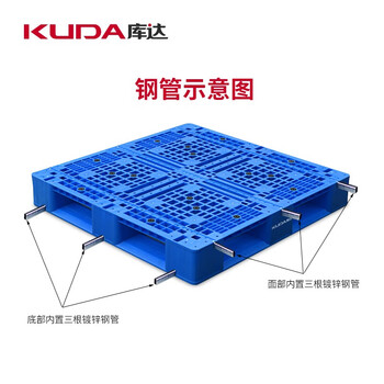 库达1111K网格田字（置钢管）加厚重型塑料托盘叉车仓库货架卡板栈板垫仓板地台板防潮板1.1x1.1米