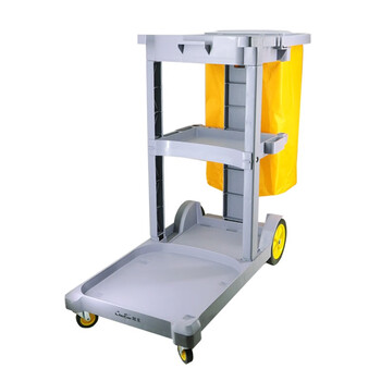 益美得 多功能清洁手推车商场物业工具车酒店宾馆客房服务车保洁车 灰色带盖