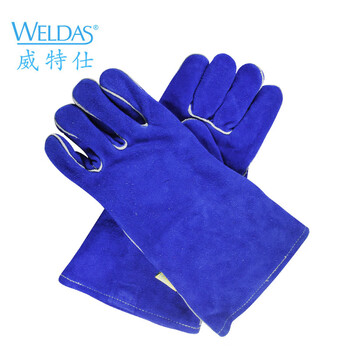 威特仕  10-0160 彩蓝色斜拇指款电焊手套杜邦防火线舒适防火耐磨隔热 L# 定做
