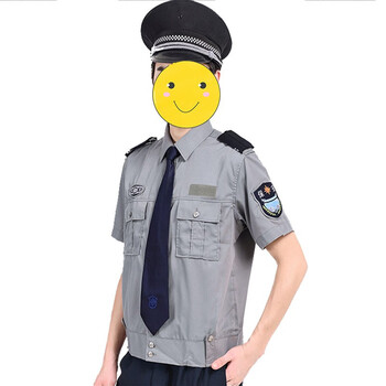 鸣固 保安服 酒店物业小区工作服装 春季柔韧舒适透气职业服  灰短袖 180/2XL