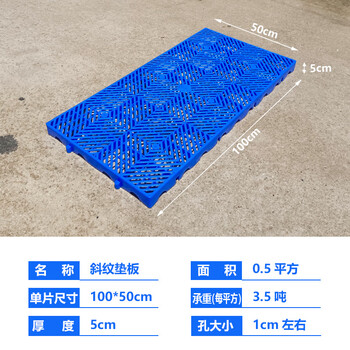 鸣固 塑料防潮板垫板仓库防水地垫  防潮垫板 加厚斜纹100*50*5CM