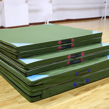 鸣固 体操垫 跳高仰卧武术空翻防护垫 学校训练垫摔跤垫 颜色随机 可折叠2m*1m*10cm(普通帆布）