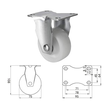 安赛瑞 定向脚轮 3英寸中型尼龙轮 工业轮 承重150KG滚轮轱辘 易得力企业可定制 16214