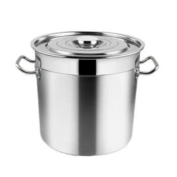 亿箬 厚2.0MM不锈钢桶 外直径50cm 加厚带盖圆桶商用304不锈钢汤桶水桶油桶 条形耳款