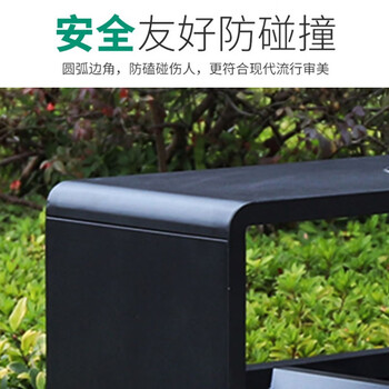 领象 不锈钢户外垃圾桶果皮箱连体分类垃圾桶小区公园市政环卫烟灰柱灭烟桶 镀锌款 双分类 