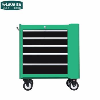 老A LAOA LA119005工具柜存储柜收纳柜移动工位柜维修工具车重型五层抽屉侧门带挂板工具柜 绿色-量大可定制