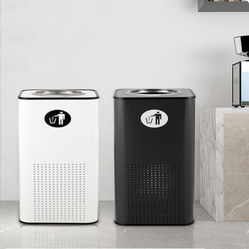 庄太太 酒店大堂商场立式烟灰缸垃圾桶 白色侧投25*25*62cmZTT-9907