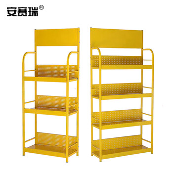 安赛瑞 轻型小货架(三层)机油配件展示架 超市便利店置物架展销架 润滑油金属货架 黄色 28386