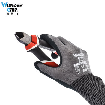 多给力（WonderGrip）舒适型防滑耐磨手套 丁腈涂掌浸胶手套透气WG-502灰色12双L定做
