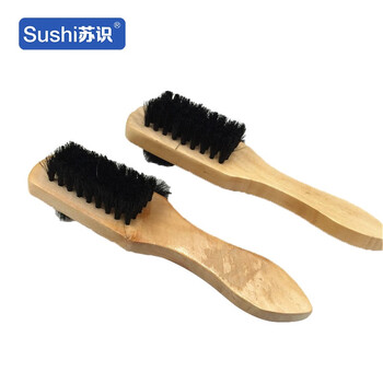 苏识 QJ0081 皮鞋刷鞋油刷软毛刷子三面毛带把鞋刷子  10个