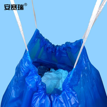 安赛瑞 航空垃圾袋 手提式自动收口加厚垃圾袋 80×100cm (10个装) 手提式自动收口抽绳 蓝色 700909