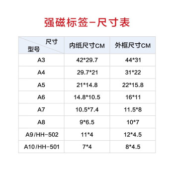 鑫华 磁性硬胶套 透明PVC卡片袋车间标识贴 带磁展示牌仓库货架标识牌A3【5个装】31cm*44cm蓝色