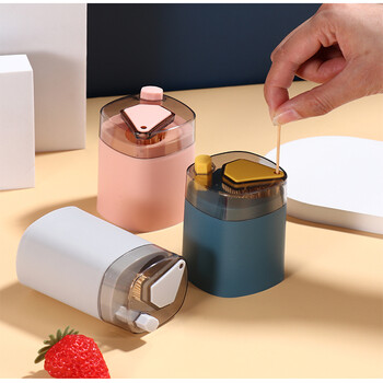 工百利 GBL-529按压式牙签盒自动弹出个性牙签筒牙签罐 蓝色+带牙签